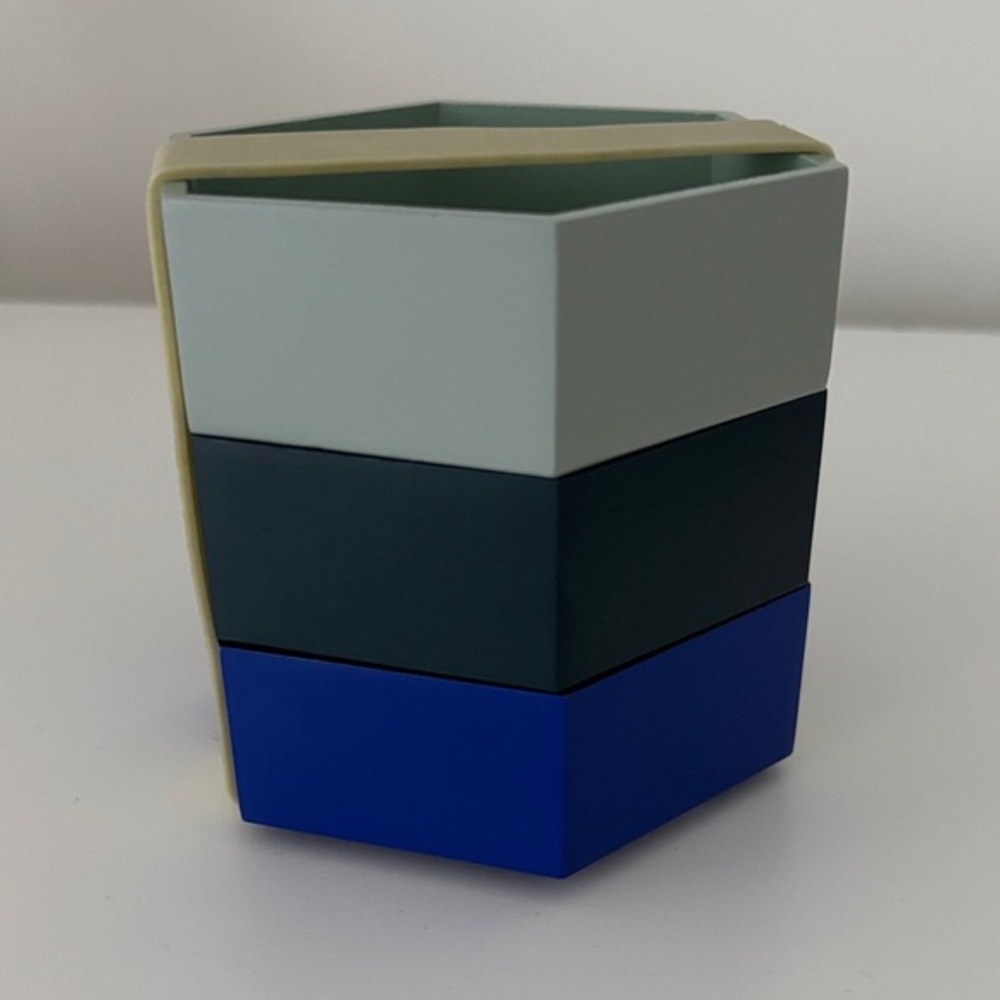 Anthropologie Hexagonal stacking trinket dishes in blue grey & mint set of 3 NWT